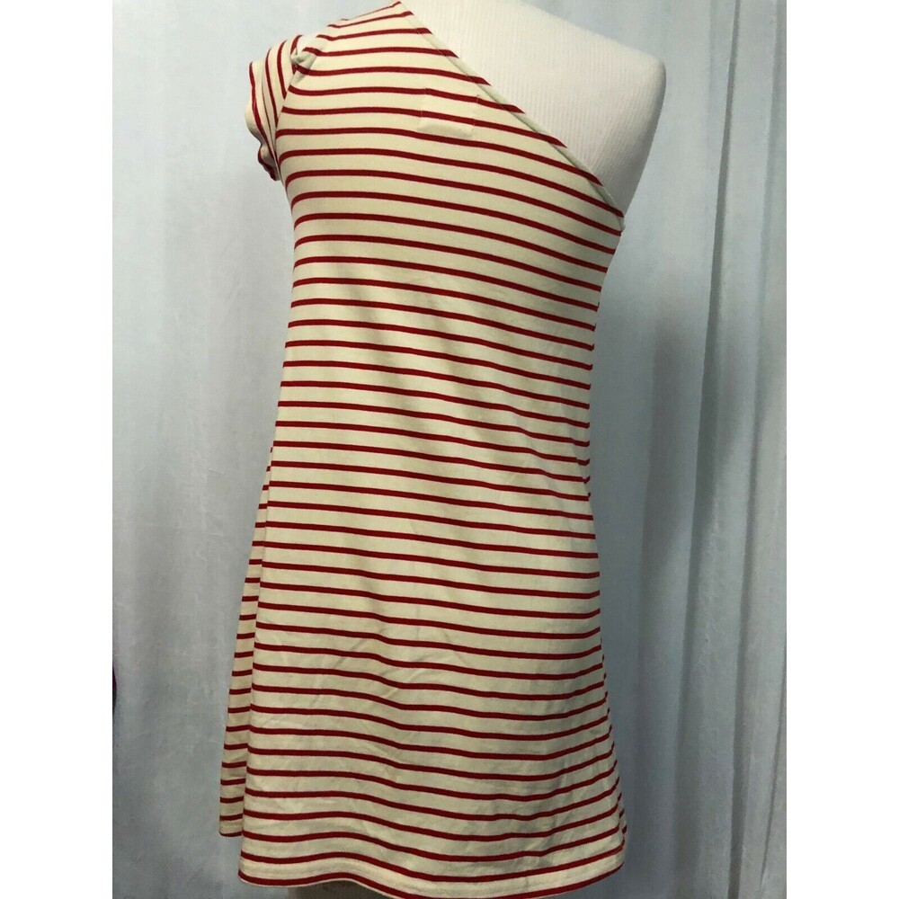 Anthropologie Maeve Marketa One-Shoulder Red Stripe Dress Size XS NWOT - Picture 3 of 5